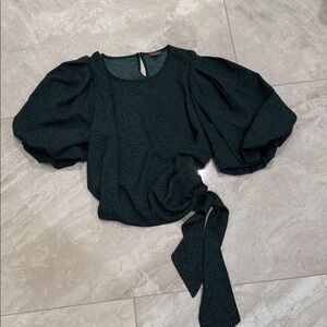 Vince Camuto Dark Green Puff Sleeve Blouse
